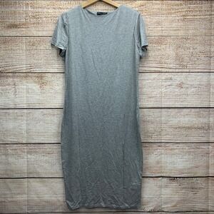 US AILFY FASHION Womens Heather Grey Short Sleeve Slim‎ Fit Midi Dress 2XL New